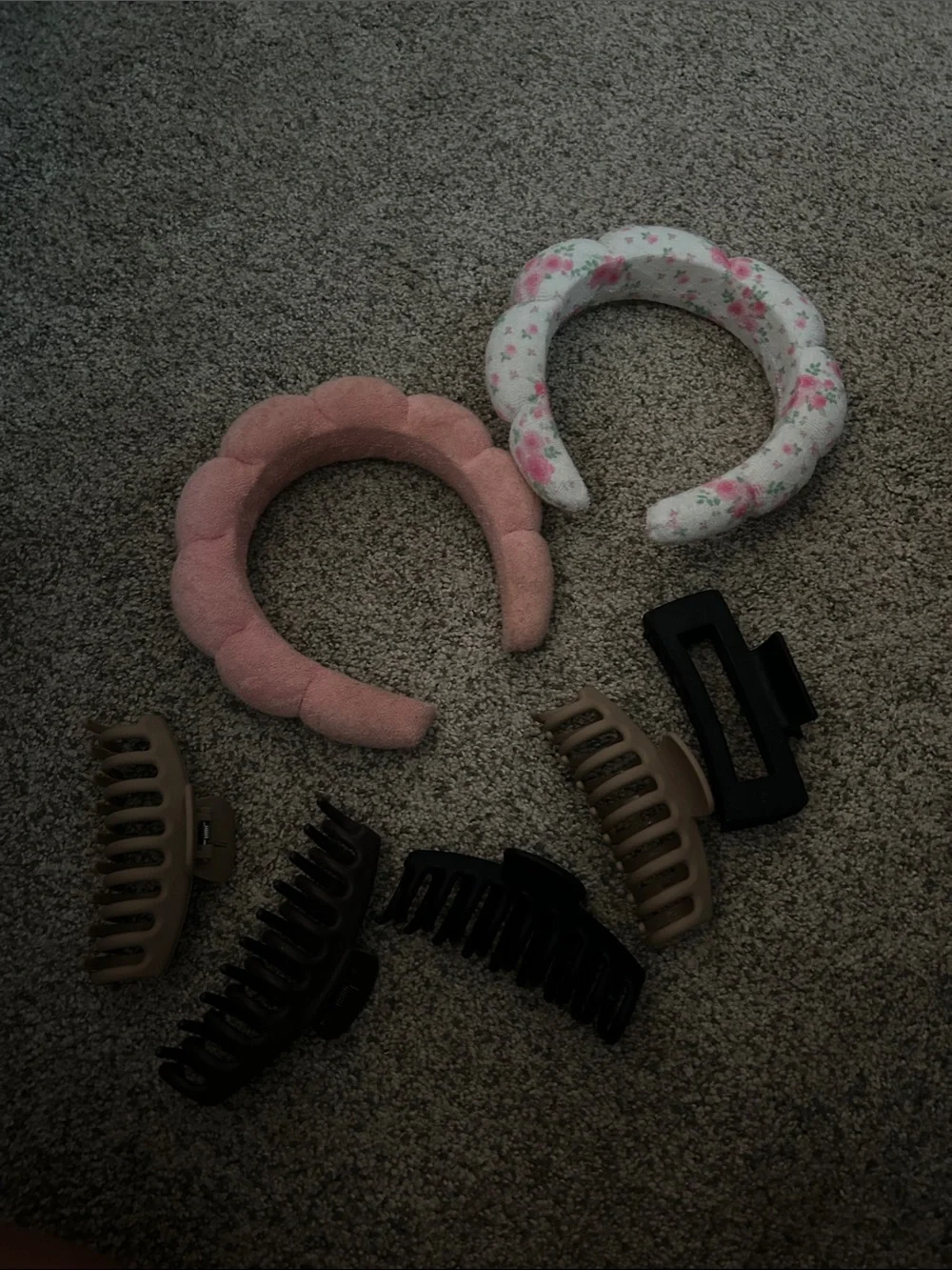 Padded Floral and Pink Headbands + Assorted Hair Claws